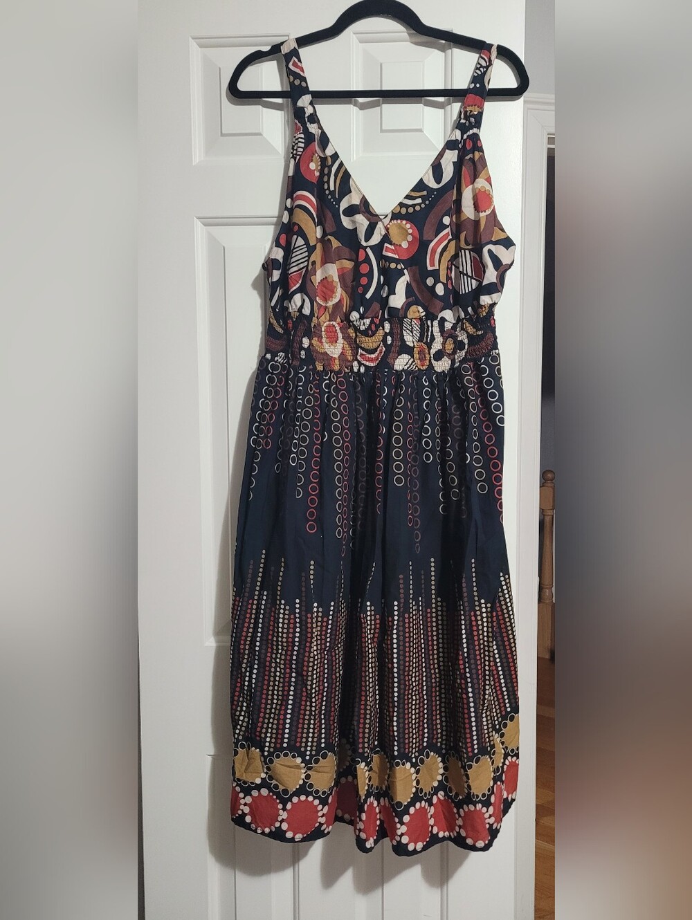 Ashley Stewart Black Multicolor Midi Dress